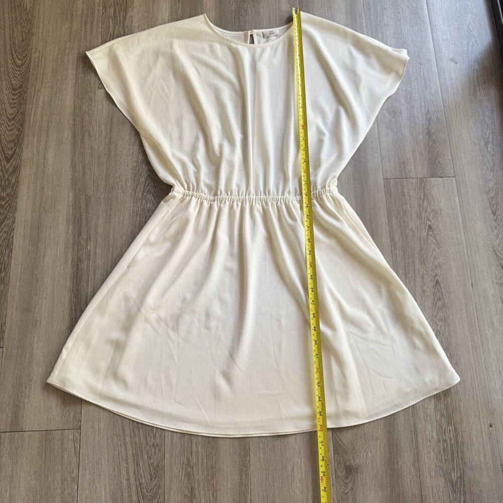 Aritzia Little Moon Dress Sz Large Ivory Stretch Waist Knee Length Quiet Luxury - Picture 5 of 16